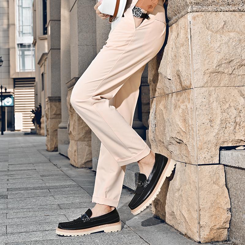 Fashion Leather Shoes Man Casual Loafers Luxury Design Slip on Male Dress Shoes Leisure Style Big Size Outdoor Wear-resistant Sole