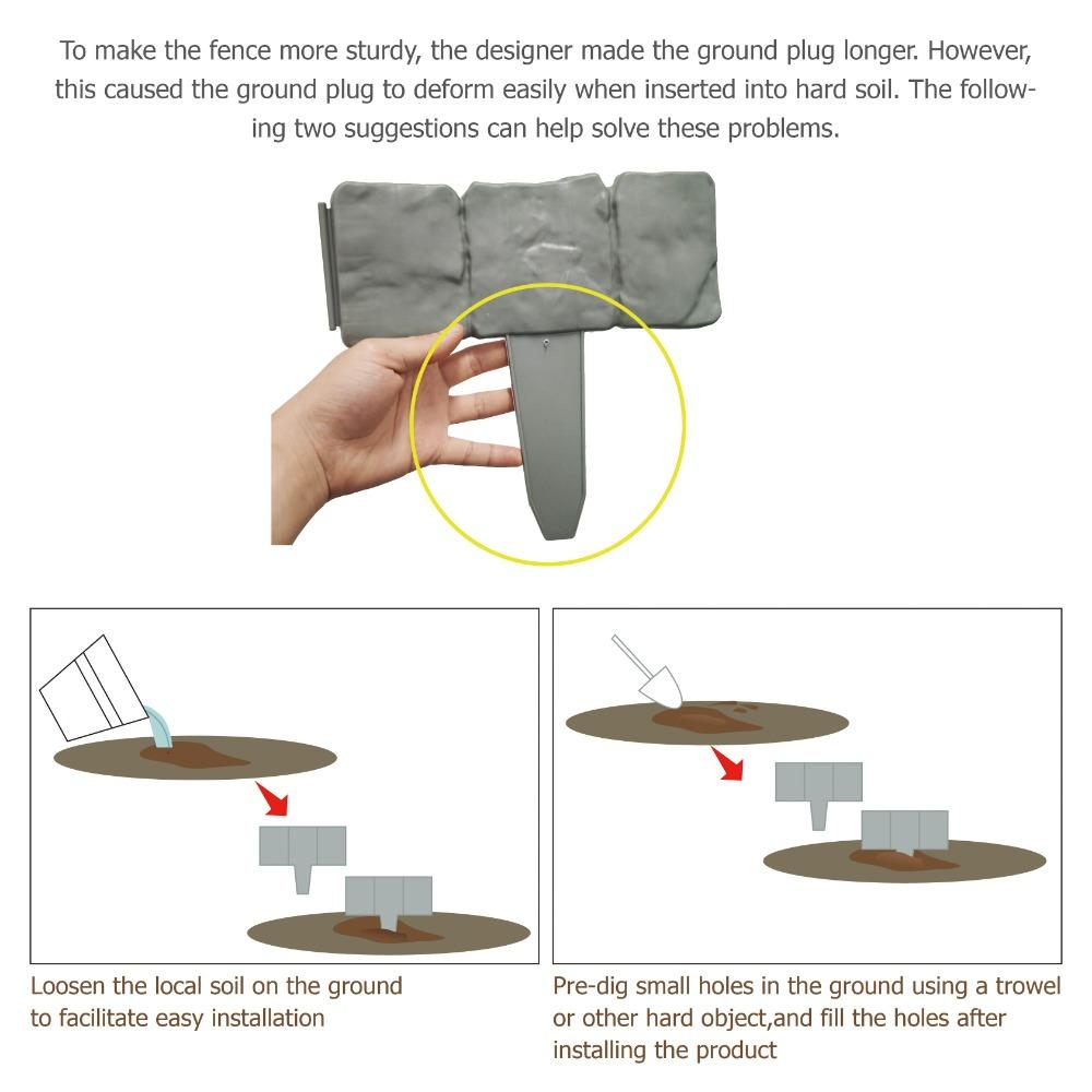 10Pcs  Outdoor Imitation Stone Plastic Fence In The Courtyard, Sheet Type Plug-In Fence, Small Fence, Villa Lawn Decoration, Gardening Partition