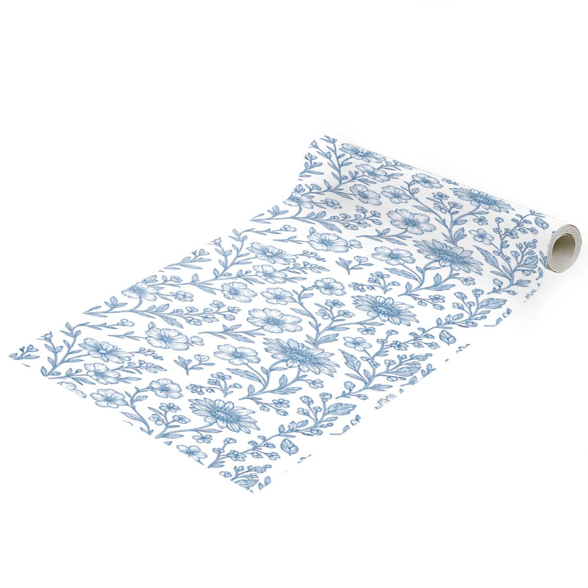Синие Цветочные Самоклеящиеся Обои Винтажная Контактная Бумага Домашние Декоративные Цветочные Самоклеящиеся Обои Виниловый Рулон 45x300cm