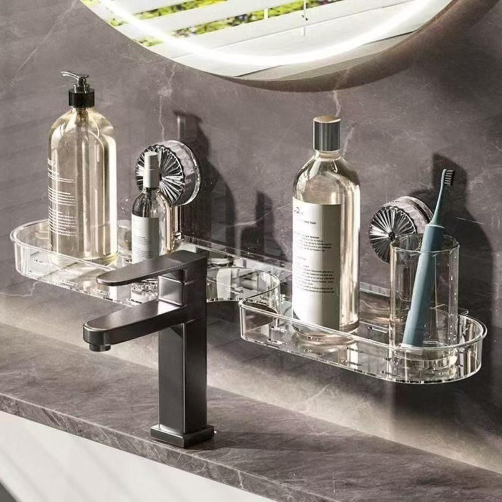 Bohrfreie Waschbecken-Regale Wandmontierte Wasserhahn-Regale Geschenke Toilettenwaschbecken Spiegel Aufbewahrungsbox