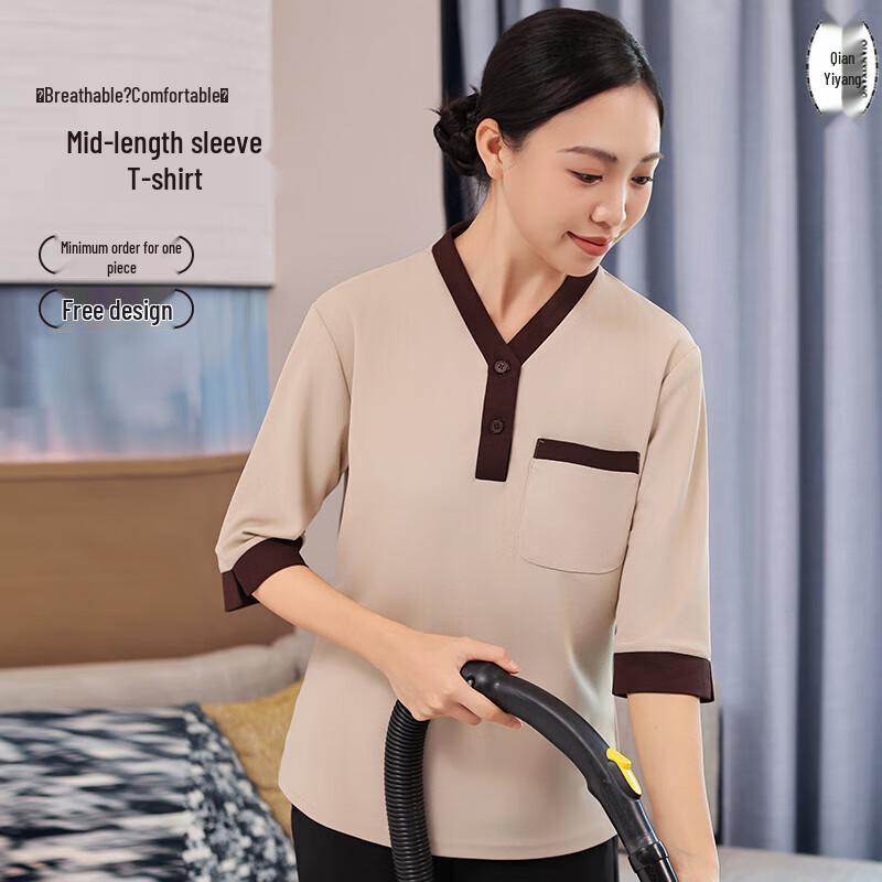

QIANYIYANG Рабочая футболка с коротким рукавом для уборки 2XL