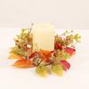 20cm Fall Candle Rings Wreaths Lightweight Silk Fabric Harvest Candle Garland Table Ornaments For Thanksgiving Halloween Decoration