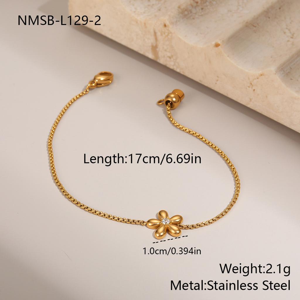 Popular New Products Flower Diamonds Fashion Light Luxury Stainless Steel Bracelet Versatile Simple Stacked Jewelry
