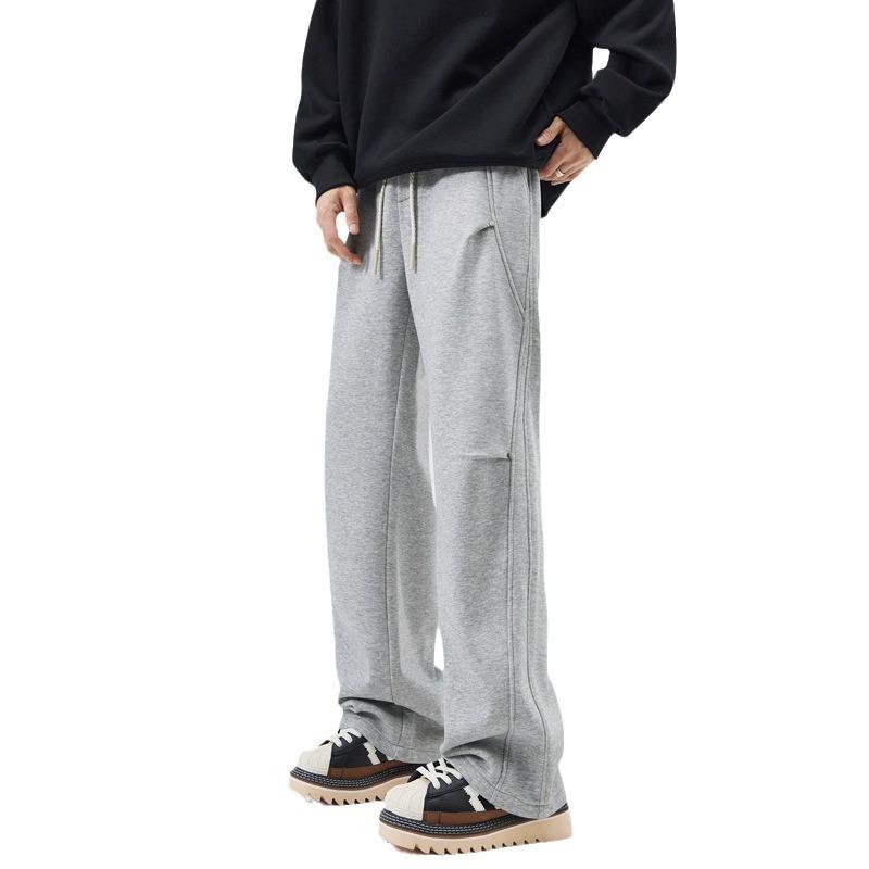 Autumn and winter soft and comfortable double knee rivets irregular splicing design sweatpants men's trendy brand versatile trousers