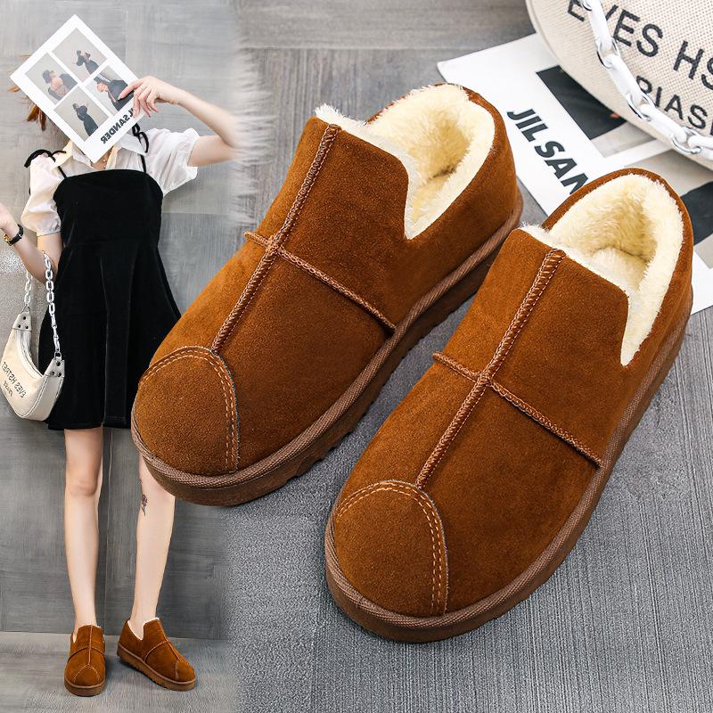 Snow Boots Women's Short Tube Thickened Cotton Shoes Non-slip Winter New Shoes Student Women's Shoes Black Boots