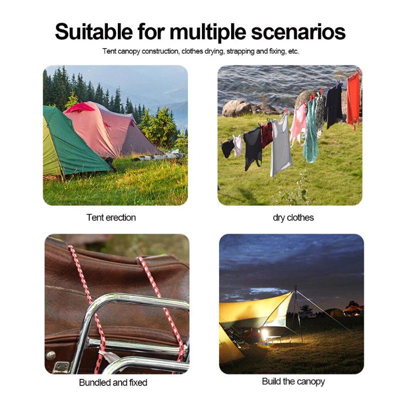 4M Outdoor Camping Reflective Rope Tent Fixed Rope Canopy Windproof Umbrella Rope Adjustable Outdoor Camping Rope