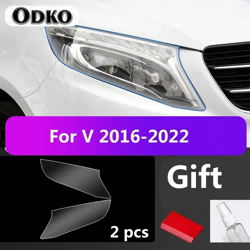 2Pcs Car Headlight Protective Film For Mercedes Benz W447 V 250 d TPU Black Sticker Transparent Decoration Accessories