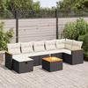 VidaXL Garden Lounge Set 8 Pcs with Cushions Black Wicker 3325934