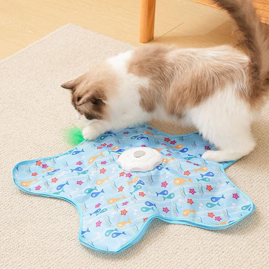 Interaktives Katzenspielzeug Wiederaufladbar Berührungsaktiviert Versteckspiel Kätzchenspielzeug 3 Geschwindigkeitseinstellungen Rotierender Plüschschwanz für Wohnungskatzen Bewegung und Spaß