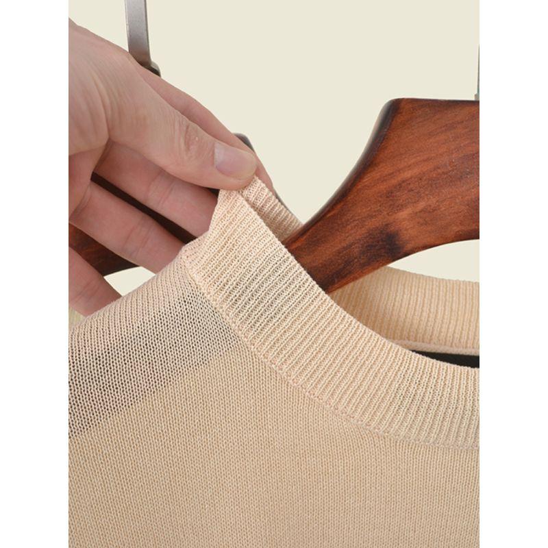 French Normcore Round Neck Short Sleeve T-shirt Summer Refreshing Assorted Colors Retro Casual Sweater