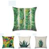Premium 18'' Green Tropical Plant Pillow Case Cotton Sofa Cushion Cover For Elegant Dcor