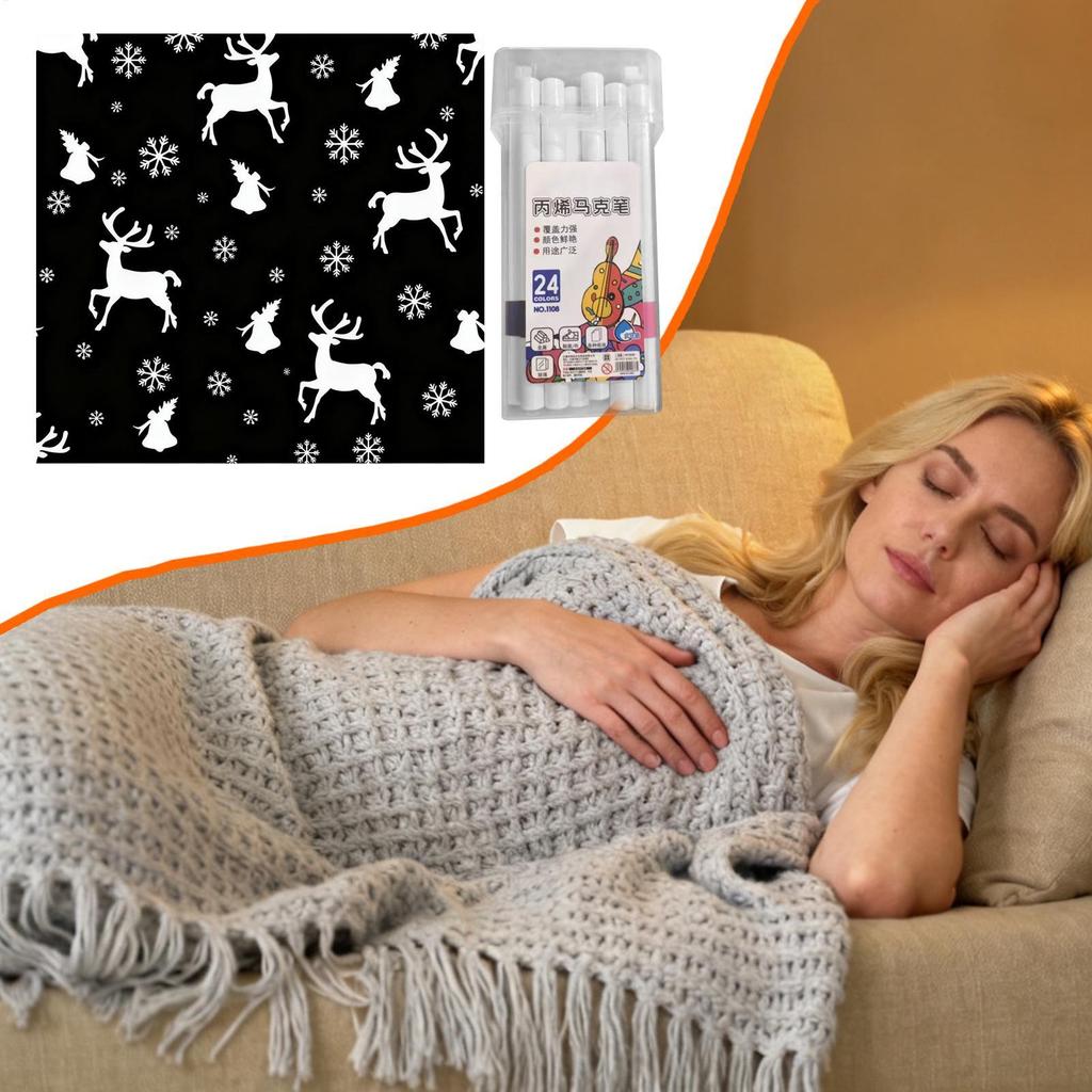 DIY Coloring Blanket with Pencils, Washable Creative Craft for Relaxation & Family Fun, Home Decor for Bedroom, Women, Men, Kids