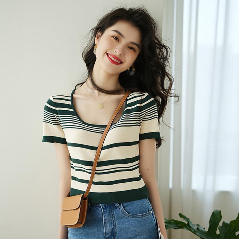 

Женские топы, повседневная летняя короткая футболка с круглым вырезом One Size