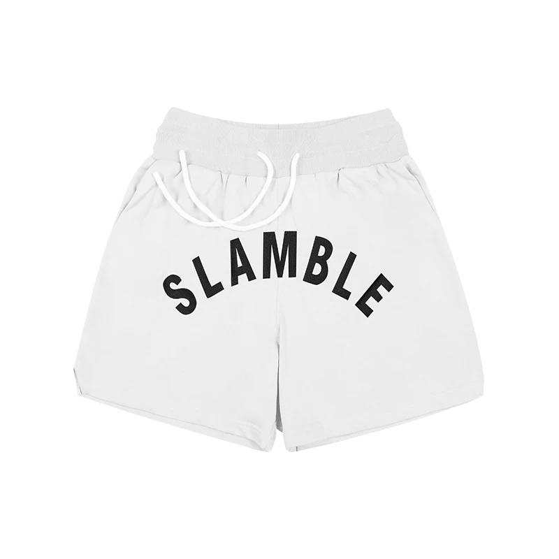 Slamble Men s and Women s Embroidered Trendy Basketball Shorts S белый