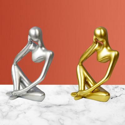 Figurina del pensatore semplice da collezione, decorazione con fondo solido