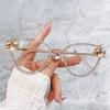 Vintage Sexy Ladies Cat Eye Anti Blue Light Optical Glasses Frames Women Luxury Brand Designer Diamond Pearl Clear Eyeglasses