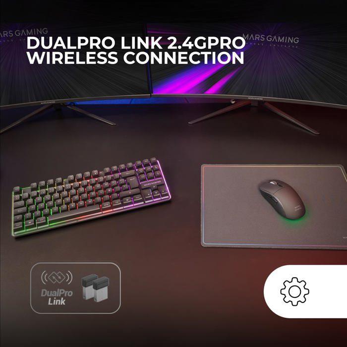 Wireless Gaming Combo - Mars Gaming - MCPWTKL - TKL FRGB Keyboard - 3200 DPI RGB Mouse - 360x260 Mm Mousepad