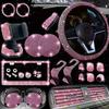 26pcs of Car Interior Cover Steering Wheel Cover License Plate Frame Car Hook Water Coaster One-Button Start Ring Air Outlet Decorative Strip Set