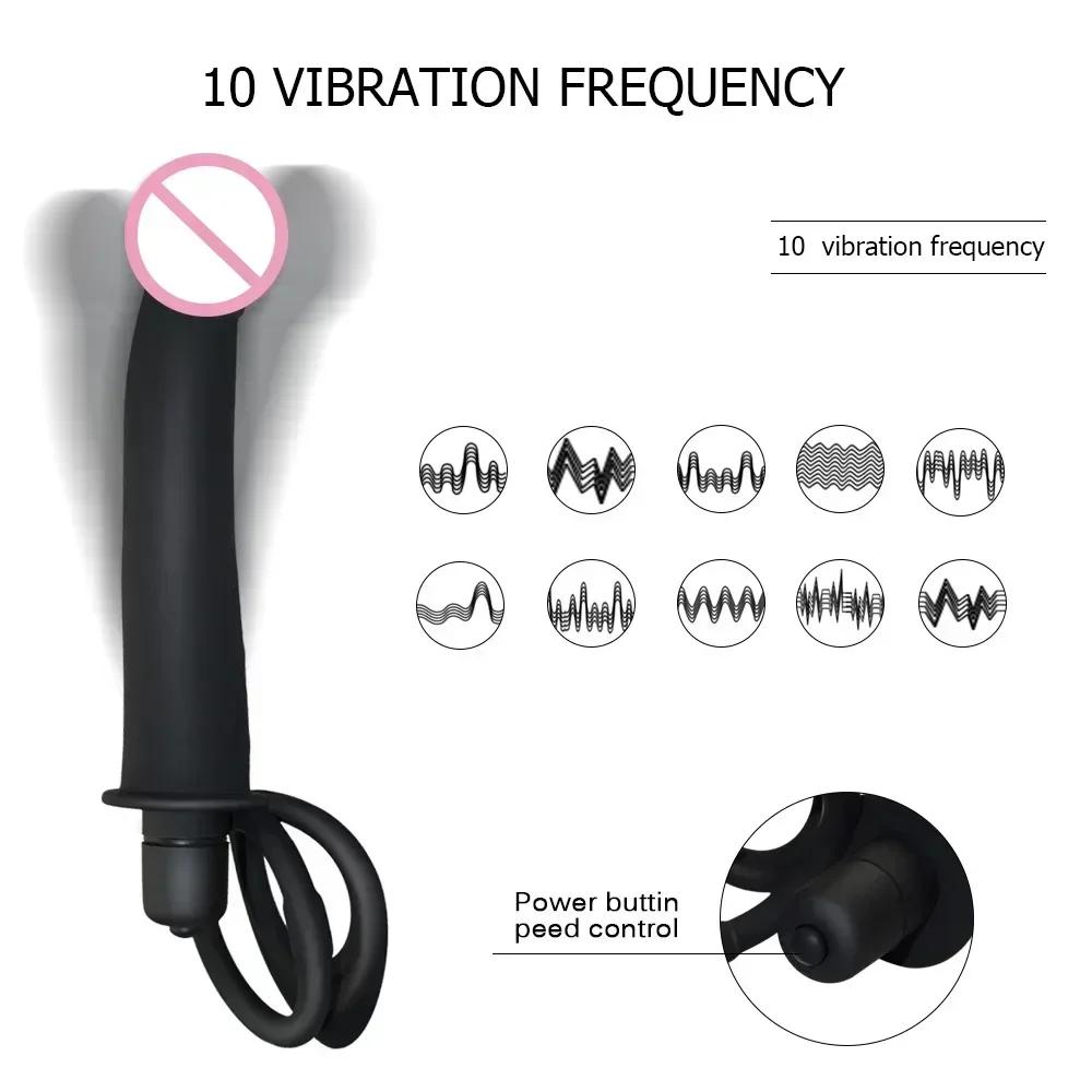 Doppelpenetration 10 Frequenzen Dildo Ring Analplug Po G-Punkt Vibrator Doppelring Lock Essence Analplug Sexspielzeug für Erwachsene