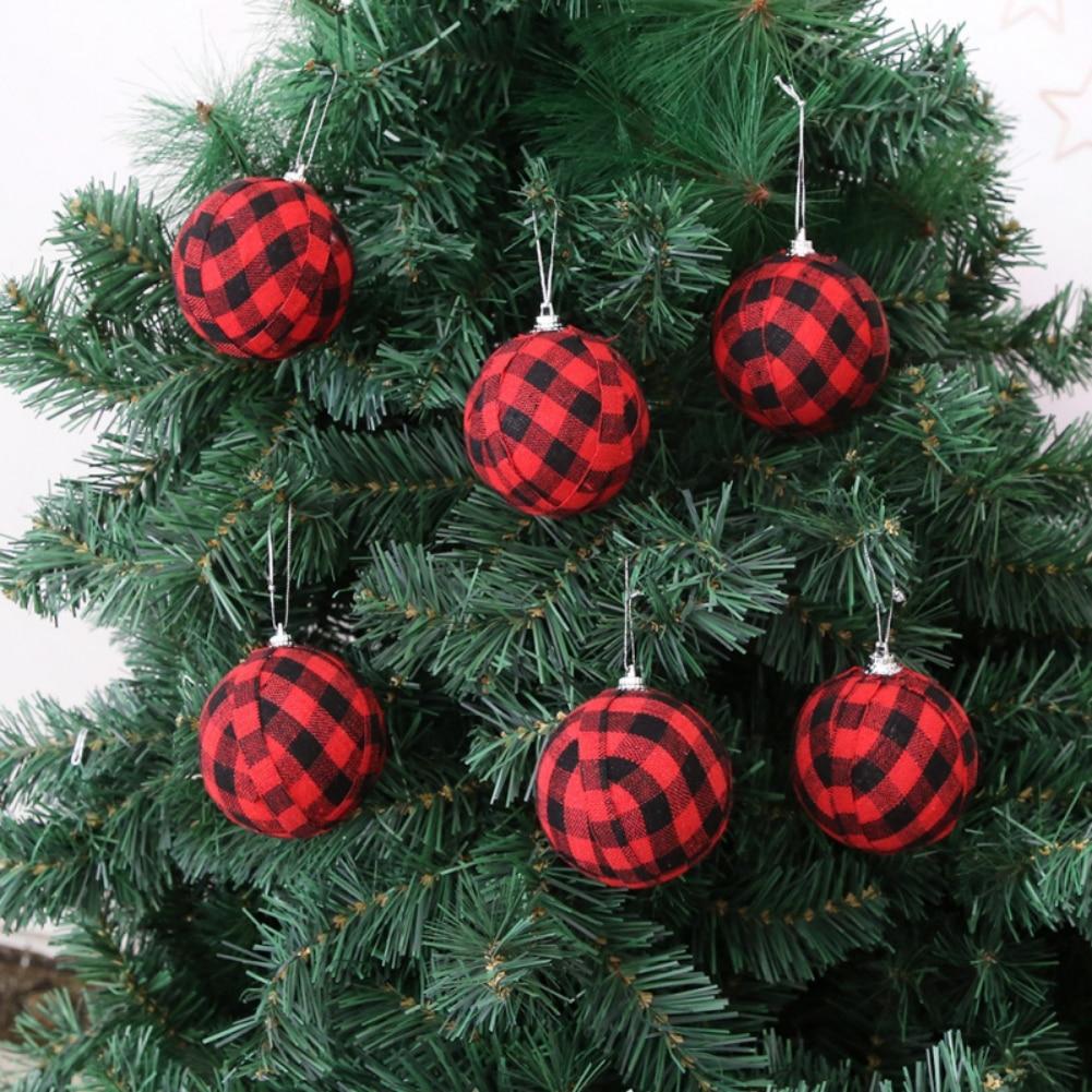 24pcs Christmas Plaid Ball Decors Comfortable  Christmas Hanging Ornamen