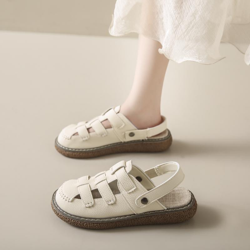 Women Roman Sandals Leather Slipper Driving Shoes Comfort Flats Casual Girl Students Summer Maternity Clog Shoes