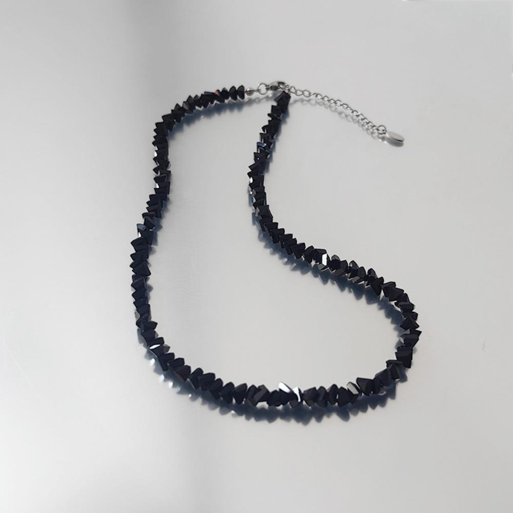 

Блестящее прозрачное ожерелье из бусин, ожерелье из неправильного хрусталя, цепочка для ключицы, женское Black Necklace