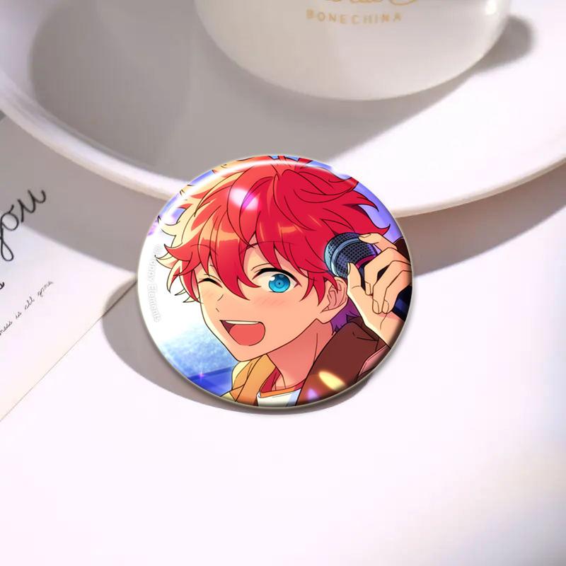 32/44/58mm Ensemble Stars Idol Brooch Round Cartoon Cosplay Badge Akehoshi Yuuki Fushimi Narukami Lapel Pins for Backpack Gift Accessory