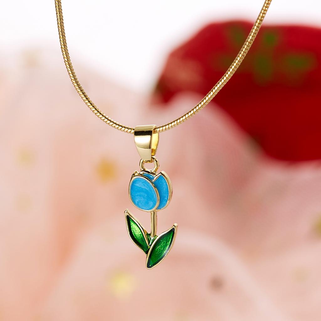 Daisy Flower Clavicle Chain Necklace for Women Girls Korean Sweet Colorful Flowers Short Choker Bridal Wedding Party Jewelry