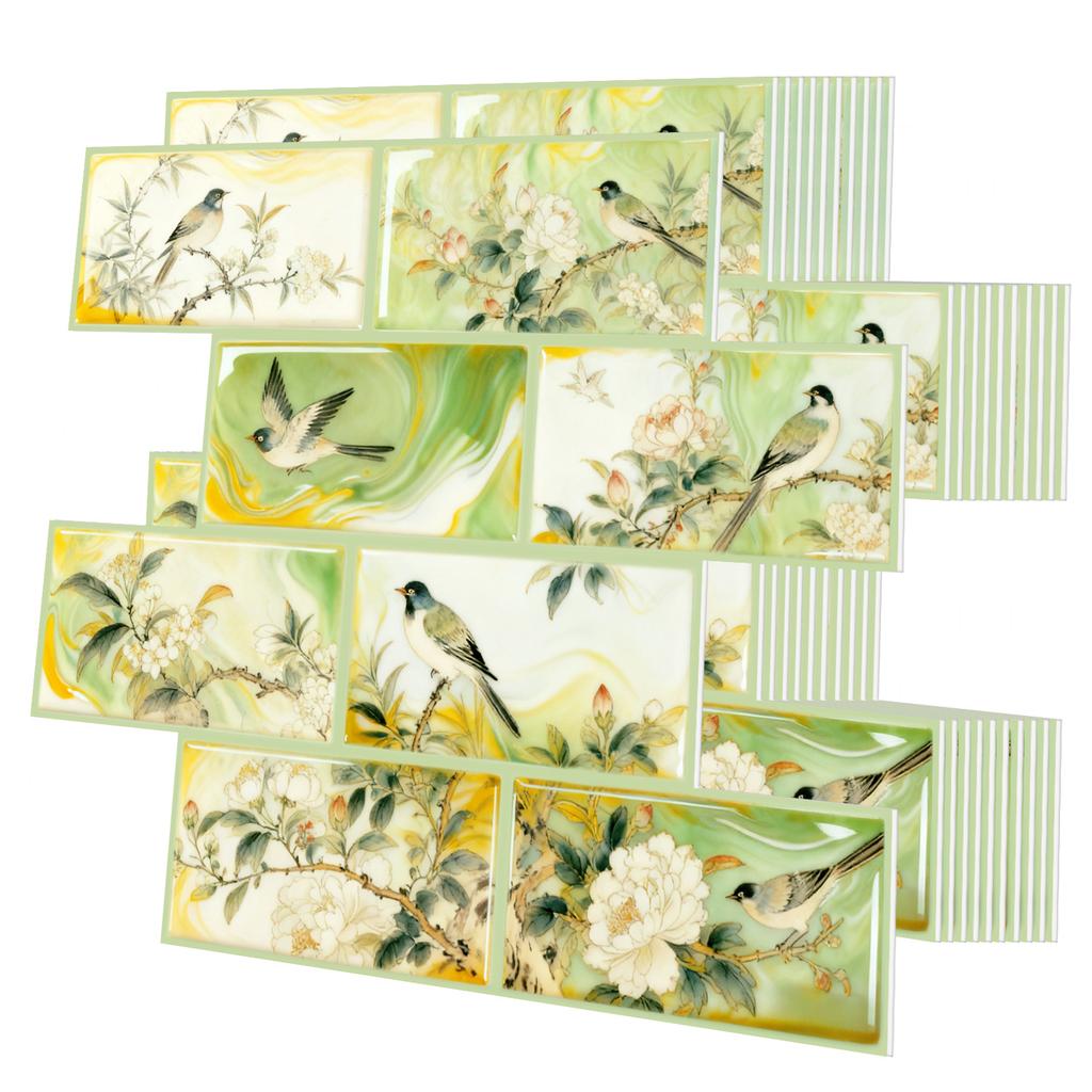 10Pcs Modern Minimalist Mosaic Stick on Backsplash for Kitchen," Peel and Stick Self Adhesive Wall Tiles Back Splashes for Bathroom Brown Marble Look