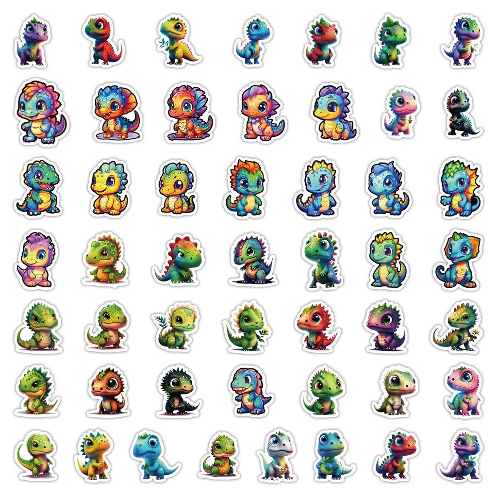 50 Cute Little Dinosaur Boy Children Cartoon Stickers Pencil Case Mobile Phone Computer DIY Waterproof Decorative Stickers