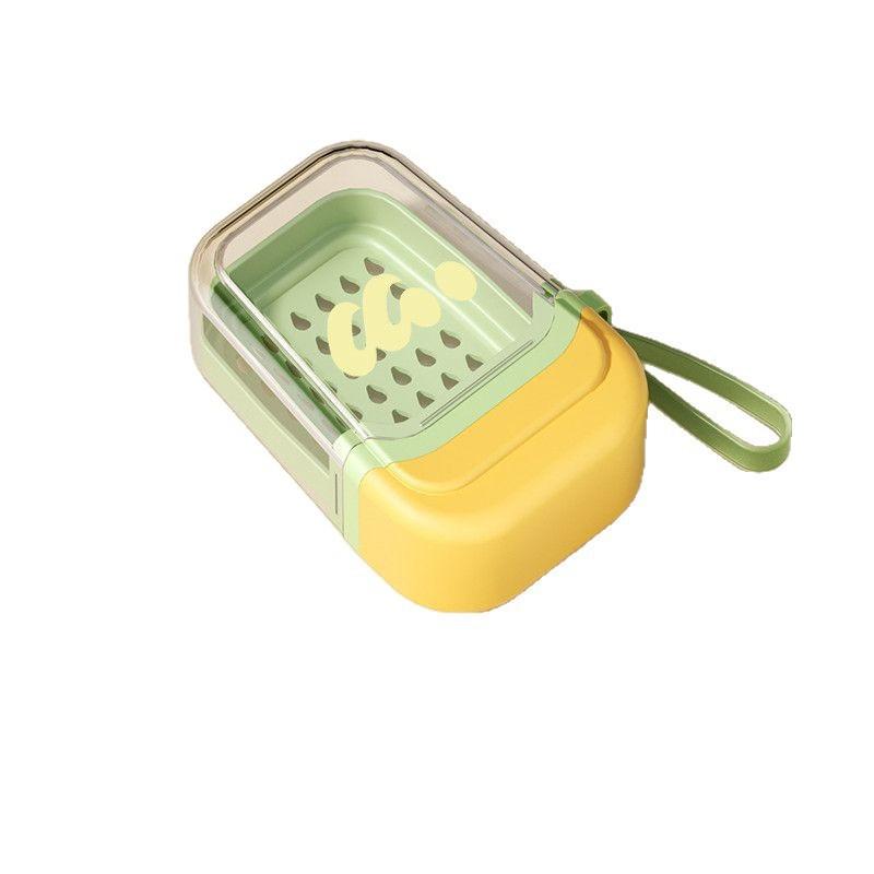 Portable travel soap box, new creative travel specific double-layer sealed drain mini soap box with lid