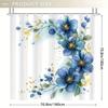1pc Elegant Watercolor Blue & Green Floral Shower Curtain, Durable Polyester, Easy Clean, with Hooks