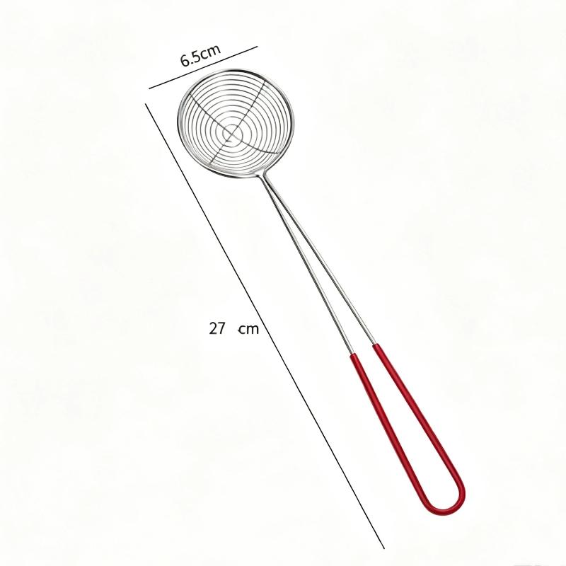 Suitable For Scooping Tapioca Pearls And Toppings With Red Handle 27Cm Long 6.5Cm Diameter High-Quality Durable Stainless Steel
