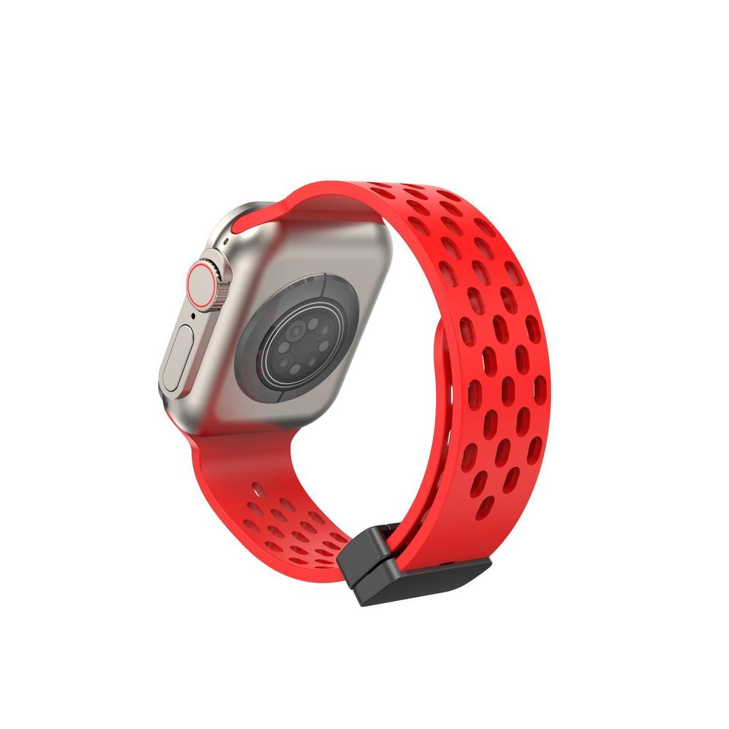 Silikon Uhrenarmband für Apple Watch- Atmungsaktive Magnetische Faltschließe Sport Uhrenarmband für iWatch Ultra/9/8/7/6/5/4/3/2/1/se/2022 49mm 45mm 44mm