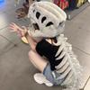 Dinosaur Skeleton Head Cover Women Dinosaur Bone Headpiece Cosplay Headgear Accessories Decoration Photography Props for Kids