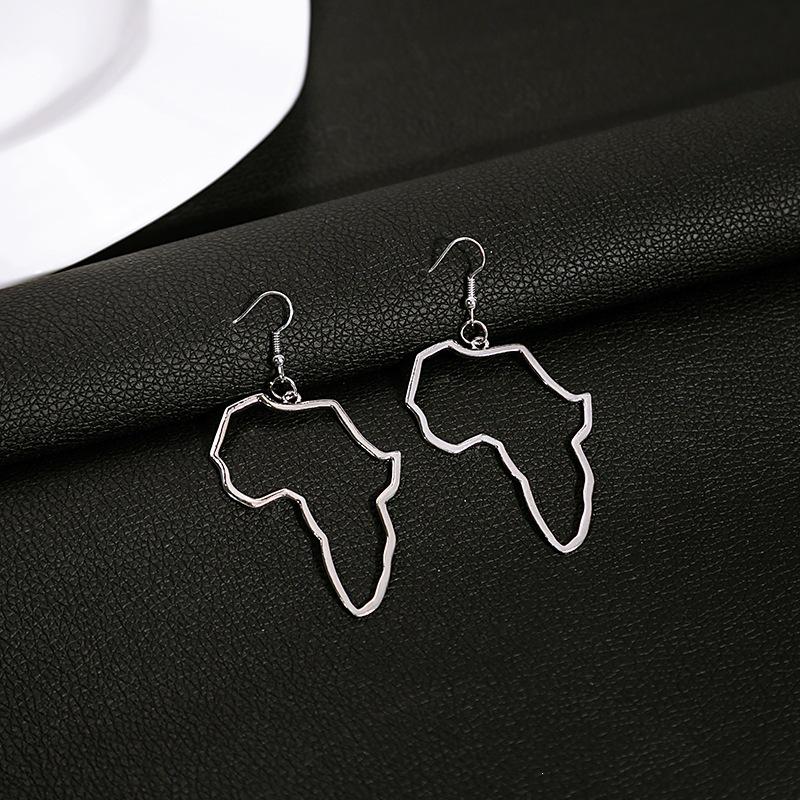 Kreative afrikanische Karten-Unregelmäßige Hängeohrringe - Ausgeschnittene Linie Mode-Statement.