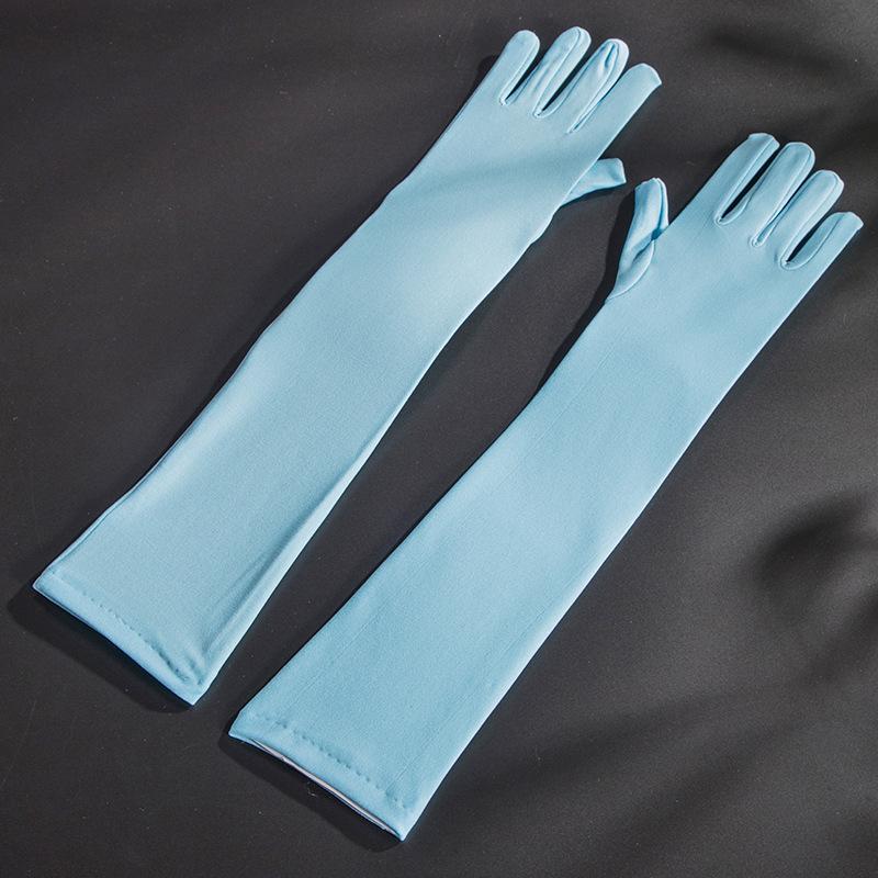 Women Long Spandex Multicolor Solid Retro Cosplay Stage Performance High Stretch Breathable Gloves Drive Cycling