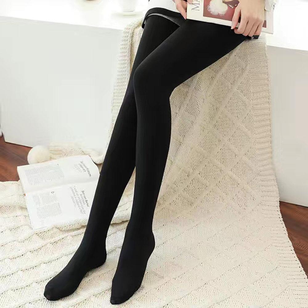 

High Waist Winter Velvet Leggings Solid Color Thermal Leggings Fleece Lined Leggings Autumn Winter Black-Type A-no line