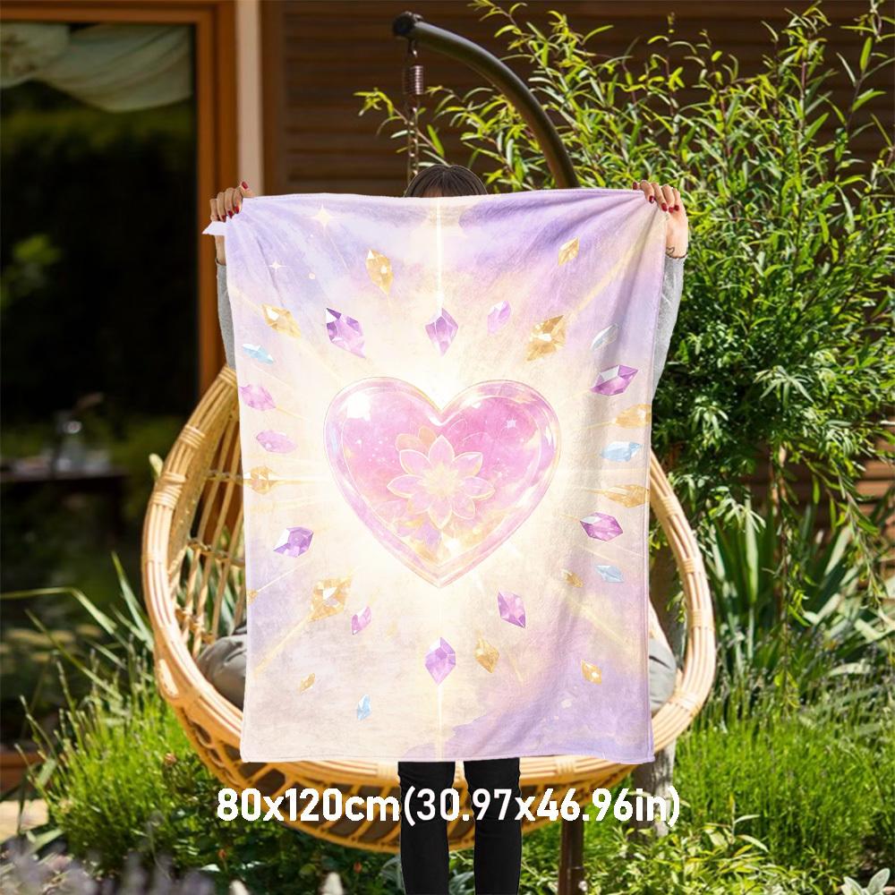 

1pc Crystal Heart Outdoor Flannel Blanket Soft Warm All-Season Throw for Sofa Bed Car Camping Office, Cozy Gift Idea1254S 80x120cm(31x47inch)