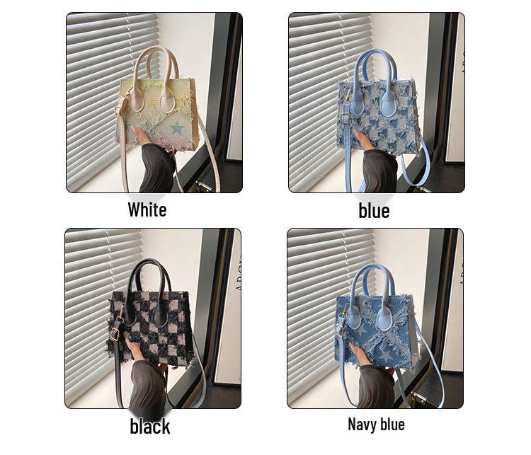 Korean Style Denim Plaid Women's Crossbody Shoulder Bag - Autumn Collection
