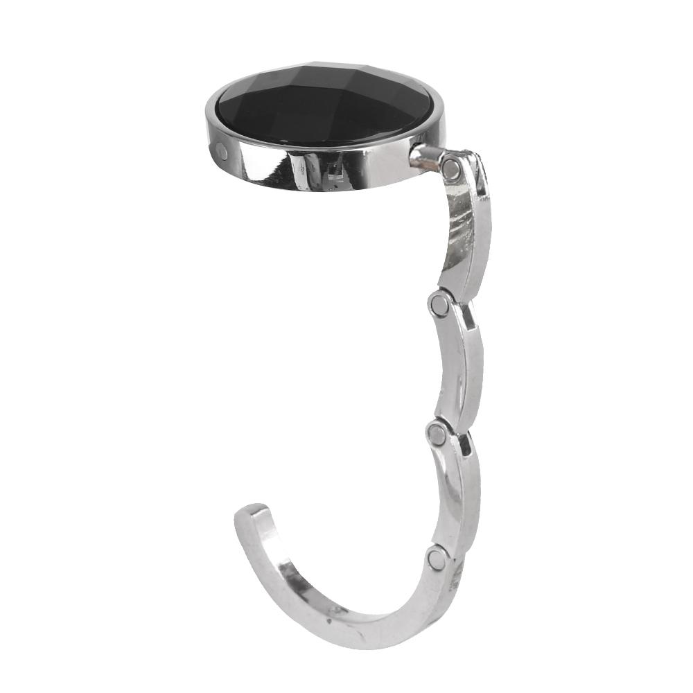 Foldable Hangbag Hook Crystal Alloy Round Shape Table Hook Desk Hanger Purse Bag Hook Holder for Hanging
