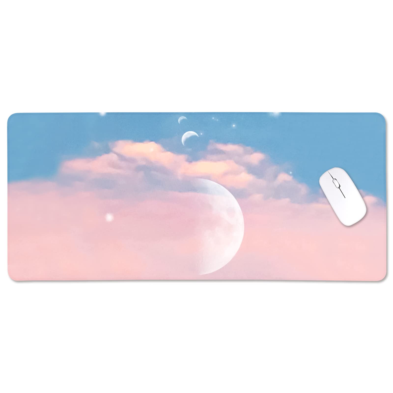 

Newseego Mouse Gaming Mouse Keyboard Cute Table Extra Stays in Perfect for Gaming and Stylish Pink Moon Pad, Pad, Pad, Mat, Large, Thin, Non-Slip,