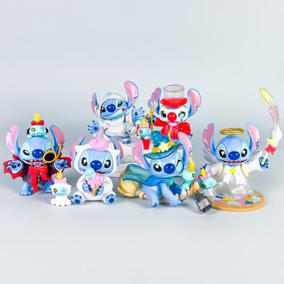 6Pcs Stitch Funny Diary Anime Figure Stich Dolls Toys Desktop Ornaments For Birthday Gifts
