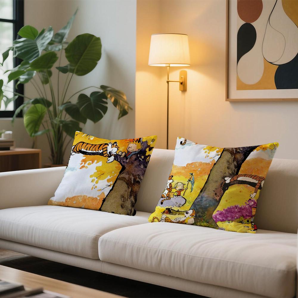C-Calvin and H-Hobbes cushion cover Comfortable and soft bedding skin friendly leisure sofa car office pillowcase