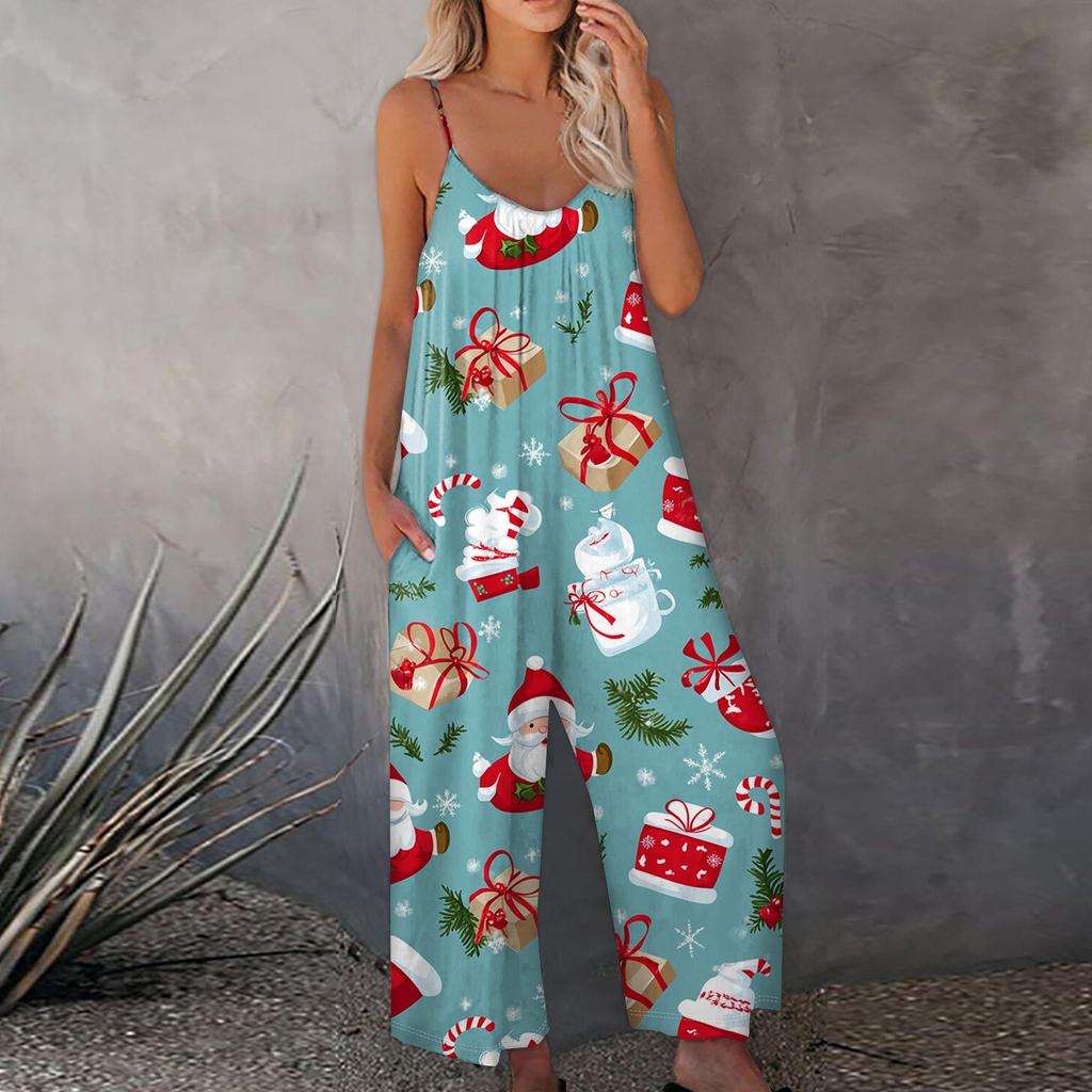 Bedruckter Damen-Overall, lässig, lockerer, verstellbarer Straps-Overall