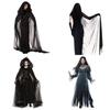 Scary Ghost Bride Costume For Women Halloween Cosplay Party Elasticity Cape Gloves Skirt S-xxl