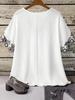 2026 European Plus Size Women's Summer Lace Patchwork Short Sleeve Shirt