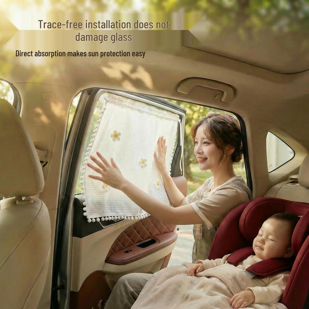 Universal Car Sun Shade Cartoon Design - UV Protection with Suction Cup