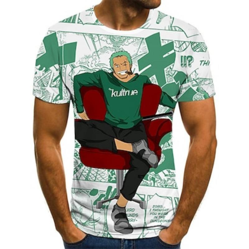 One Piece Roronoa Zoro Tričko Anime Kreslené Anime 3D 3D Harajuku Grafické Pro Pár Pánské Dámské Dospělé Zpátky do Školy 3D Tisk