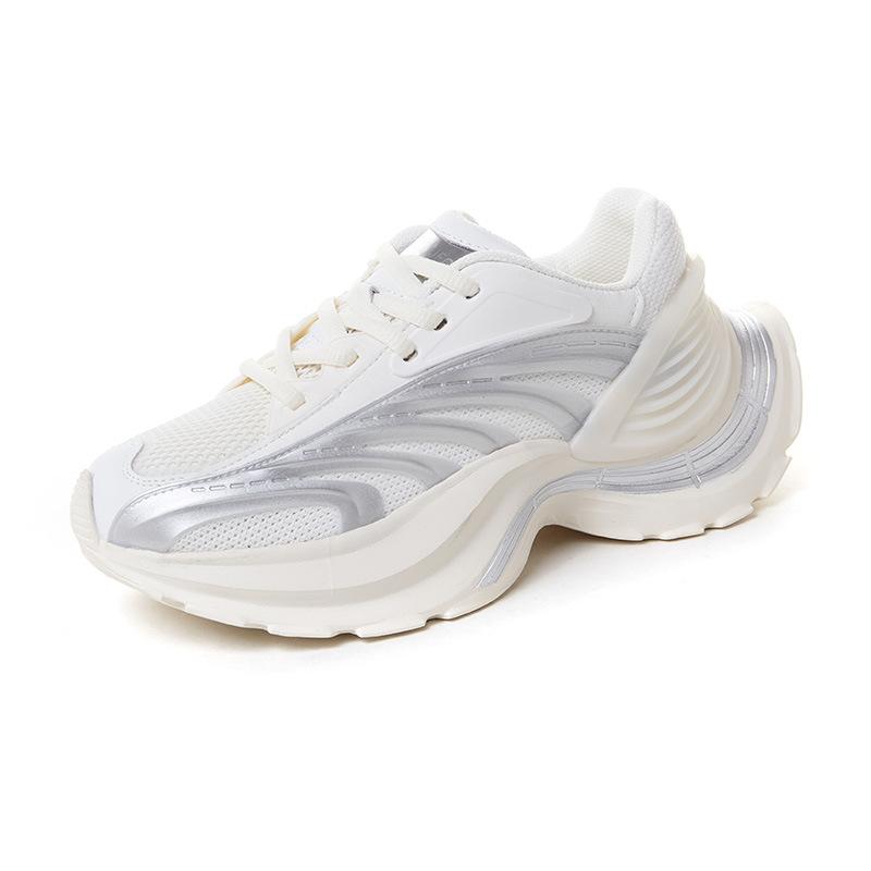 Single Net Breathable Pulse Shoes Women's Shoes Versatile Light Mecha Shoes Heightened Platform Sports and Leisure